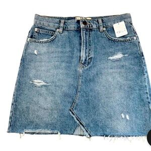 We The Free Blue Denim Skirt